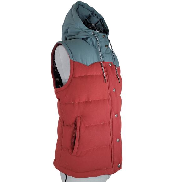 Patagonia Bivy Down Hooded Vest Red Khaki Women's Size M - Picture 3 of 10